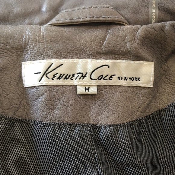 Kenneth Cole New York Grey Leather Jacket size M - Picture 6 of 11
